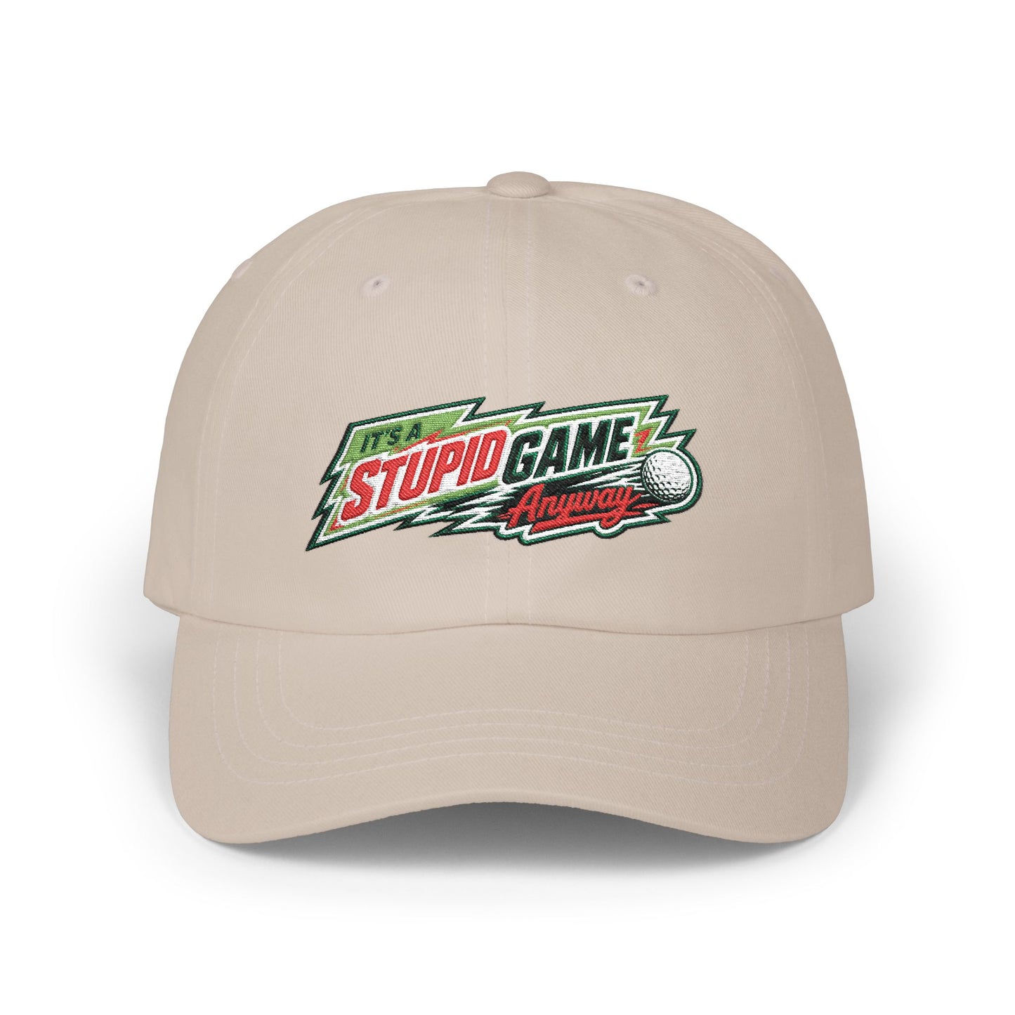 The Dew Hat – Its A Stupid Game Anyway hat with Mountain Dew theme