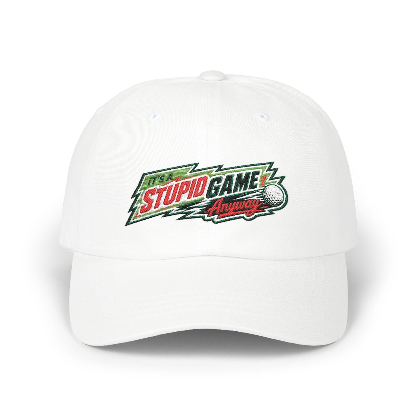 The Dew Hat – Its A Stupid Game Anyway hat with Mountain Dew theme