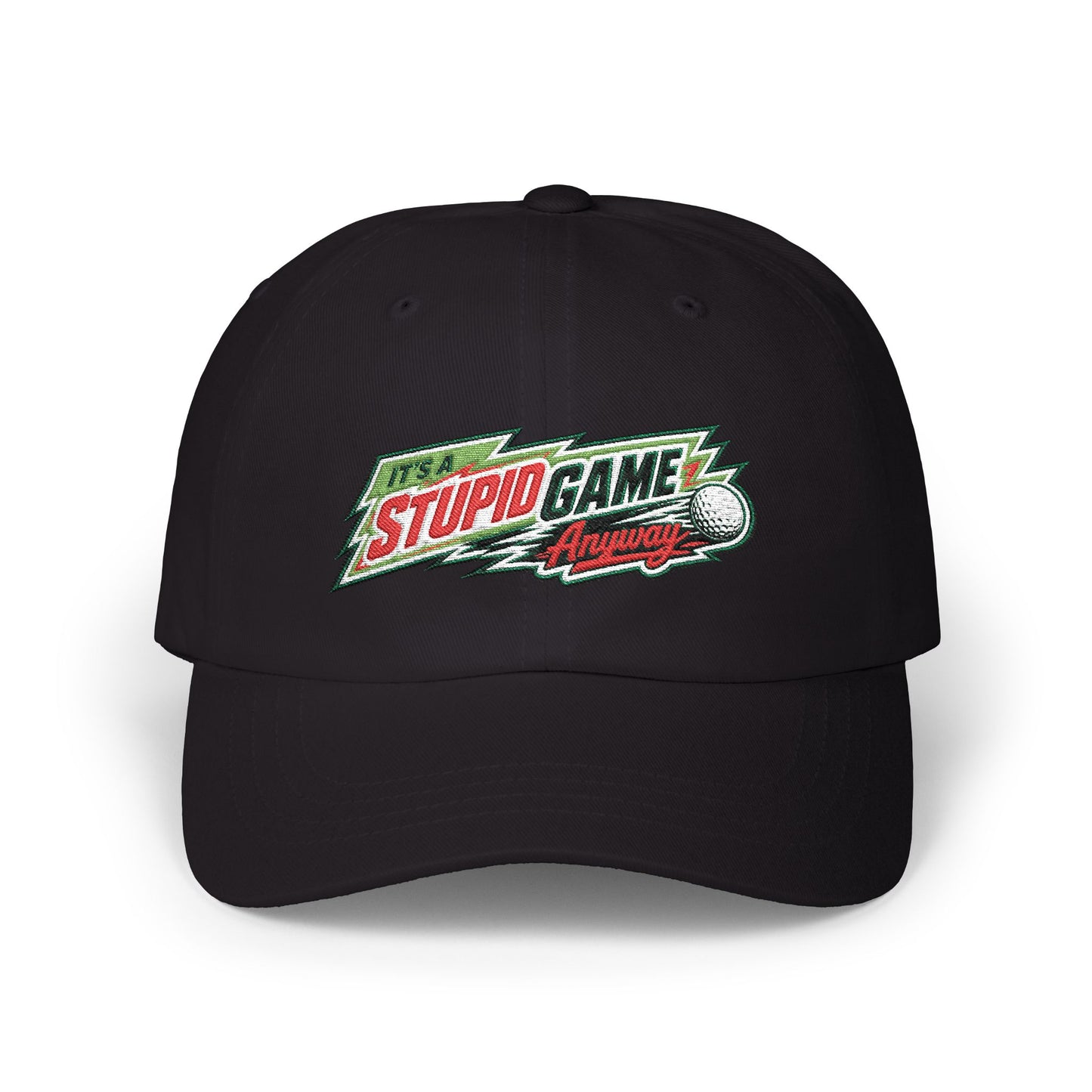 The Dew Hat – Its A Stupid Game Anyway hat with Mountain Dew theme
