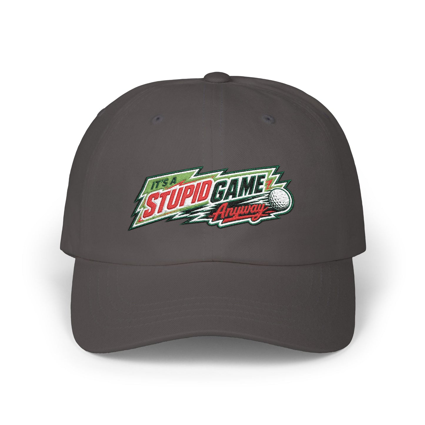 The Dew Hat – Its A Stupid Game Anyway hat with Mountain Dew theme
